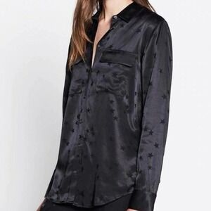 Equipment‎ x Tabitha Simmons Women Black Stars Long Sleeve Button-Down Shirt L